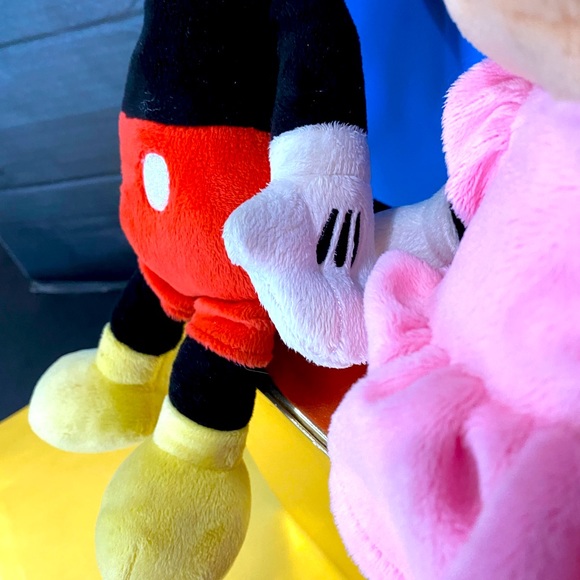 DISNEY BABIES MICKEY MOUSE & MINNIE MOUSE PLUSH RATTLE INSIDE CRINKLE BOW & EARS - Picture 10 of 14